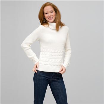 Cotton Turtleneck Sweater, Sugar, large