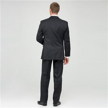 Charcoal Flat Front Athletic Fit Shadow Striped Wool Suit, , large