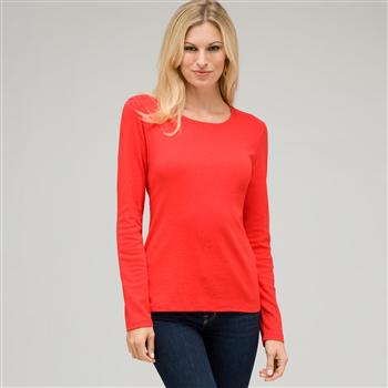 Long Sleeve Crew Neck, Fire Red, large