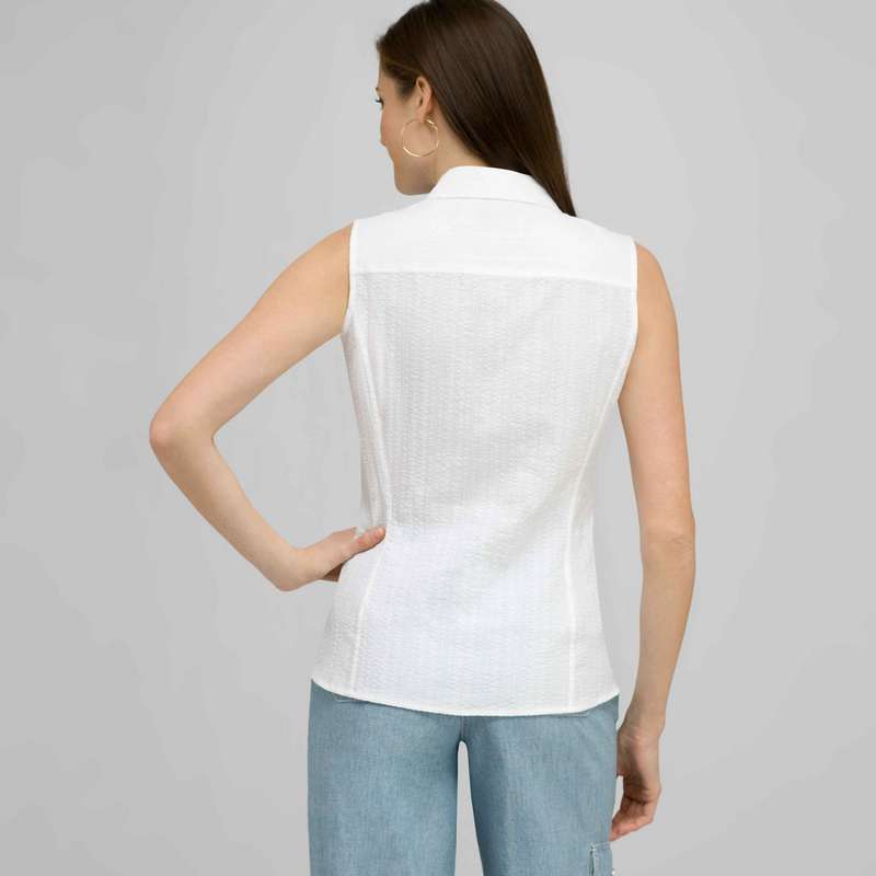 Sleeveless Button Down Blouse., , large